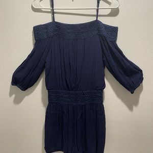 Navy off shoulder romper